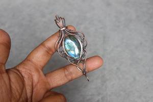 Pendentif en fil de cuivre fait main avec Labradorite Flash bleue Style bohème Unique bijoux en pierres précieuses cadeau - Product Image 5