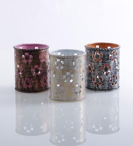 Support votif en métal de conception à la mode pour la maison et la décoration de noël émail fini bougie ronde votive - Product Image 5