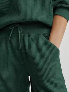 Conjunto de salón transpirable sólido de invierno para mujer, Tops y pantalones de manga larga, chándales, elegante, informal, cómodo, uso diario, - Product Image 6