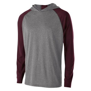Camiseta Deportiva con Capucha para Hombre, Transpirable, Ajustada, Color Negro/Heather - Product Image 4