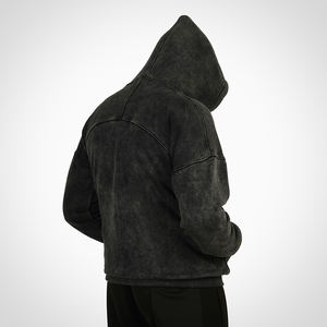 Black Acid Wash Sweat à capuche unisexe en coton mélangé avec logo brodé Sweat à capuche Streetwear de qualité supérieure - Product Image 2