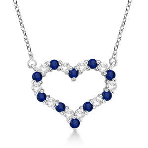 สร้อยคอจี้รูปหัวใจเปิดประดับเพชรไพลิน 0.65 กะรัต ทองคำขาว 14k ดีไซน์ทันสมัยรูปทรงหยดน้ำ พร้อมสายสแตนเลสไทเทเนียม - Product Image 1