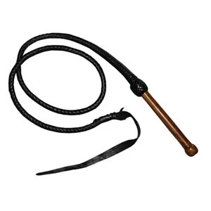 Fouet de cavalier en cuir Bull Rider, 7 pieds de long, fouet noir avec manche en bois robuste, fouet de cheval robuste, entraînement équestre - Product Image 5