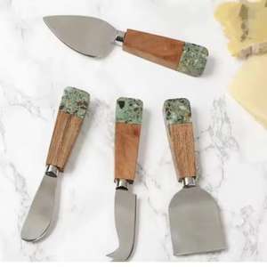 Meilleur prix ensemble de couteaux à fourchette à fromage en acier inoxydable fabriqués à la main avec manche en bois utilisés pour le tranchage de fromage de restaurants d'hôtel - Product Image 4