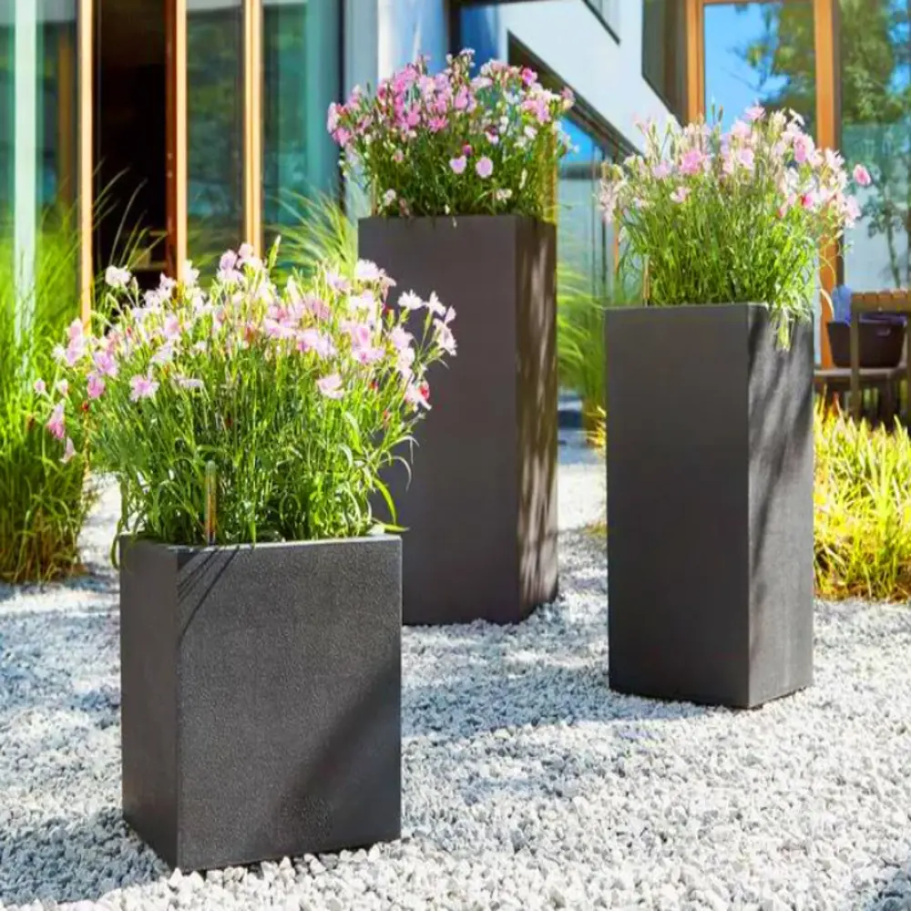 Tall cylinder planter fiberglass Pots Luxury Color cement finishing for Indoor and outdoor home decor made of ceramic