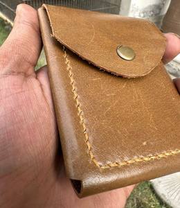 Porte-cartes à deux volets en cuir de cire de style vintage fait à la main mince court RFID antivol portefeuille bouton ouvert - Product Image 2