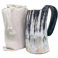 Mug à bière Viking en corne de vache naturelle, de qualité supérieure, taille et couleur personnalisables, logo, style vintage, respectueux de l'environnement