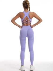Ensembles de yoga de fitness sans couture pour femmes Leggings taille haute avec soutien-gorge de sport Vêtements de sport pour l'entraînement - Product Image 4