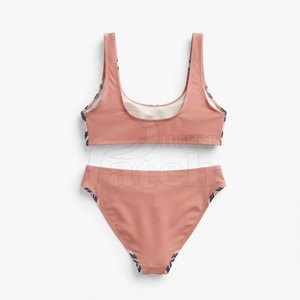 Trendy Women <b>Bikini</b> <b>Set</b> Two Piece Swimsuit Wide Strap Top High Leg Bottom Fashion Beachwear Custom Design Summer Swimwear - Product Image 2