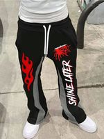 Pantalones Deportivos Casuales para Hombre, Estilo Urbano, Pantalones de Chándal con Corte Acampanado, Impresión de Logotipo Personalizado, Cintura Media, Cierre con Cordón de Felpa