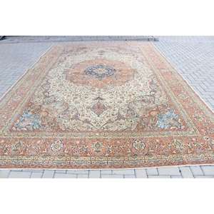 Alfombra Turca Vintage, Alfombra de Lana Ombré Azul y Naranja de 9.9x14.6 pies - Product Image 1