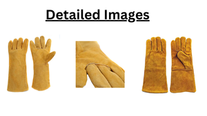 Guantes de trabajo de soldadura de cuero dividido de vaca de alta calidad, guantes de soldador largos resistentes al calor para hombres, guantes de propósito de soldadura amarillos - Product Image 5