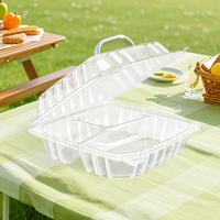 LOKYO Boîte de préparation de repas transparente à 3 compartiments, boîte à gâteaux, contenant à pâtisserie, boîte à fruits, dessert, boîte à emporter jetable, boîte à clapet