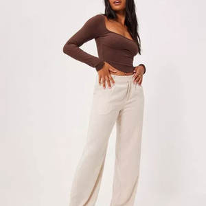 Bottom Deep Neck Slim Fit Women Full Sleeve Crop <b>Top</b> Custom Color Women Crop <b>Top</b> T Shirts - Product Image 5