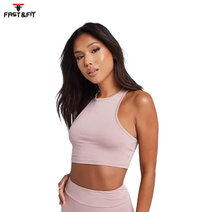 Soutien-gorge de Yoga sans couture et ensembles courts pour femmes, genouillère solide, motif quantité minimale de commande, 2 pièces, vêtements de gym, nouveau style, 100% coton, plus populaire - Product Image 4