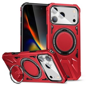 Coque robuste pour iPhone 18 Pro Max, iPhone 17 Pro Max avec grand support magnétique rotatif rouge - Product Image 1
