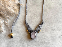 Pendentif en macramé fait main en quartz rose, pierre précieuse de 15x20mm, monture ovale, ensemble de bijoux tendance pour cadeau d'anniversaire