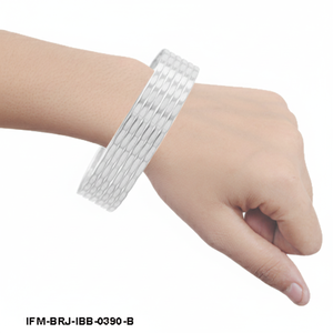 Brazalete de Latón Martillado Hecho a Mano, Brazalete Delgado Apilable con Textura Plateada para Mujer, Regalo para Ella - Product Image 3