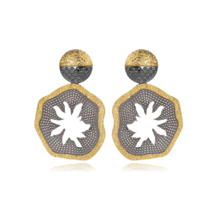 Floral Round Design Turkish Handmade Gold Plated <b>Pearl</b> Trendy Elegant Vintage 925 Sterling <b>Silver</b> <b>Earrings</b> - Product Image 1