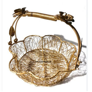 Panier de service décoratif en métal doré, panier à fruits en fil de fer, nouveau design, panier en fil de fer pour la maison, l'hôtel, la table - Product Image 1