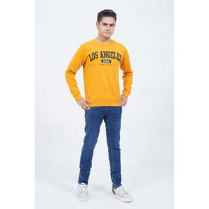 ELOY Men's Crew Neck Long Sleeves Sweatshirt Autumn Anti-Wrinkle Anti-Shrink XS Size Screen <b>Printed</b> Hoodie with Solid Pattern - Product Image 2