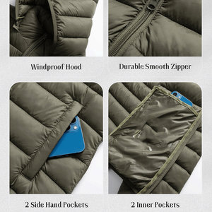 Chaqueta acolchada de manga larga con cremallera frontal de invierno para mujer, chaquetas de moda transpirables de secado rápido de Color sólido para mujer - Product Image 5