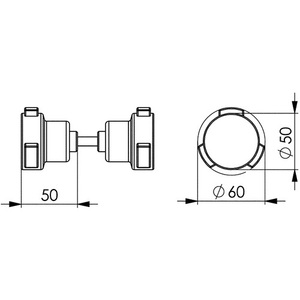 Paire de serrures de meubles carrées en acier inoxydable de 8 mm AMF 490GN avec bouton poussoir rotatif - Product Image 3
