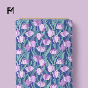 2025 Finemore yumuşak pamuk ile Liberty Tana kumaş leylak laleler yaprakları çiçeği çiçekler saf pamuk çim 76gsm fabrika toptan - Product Image 6