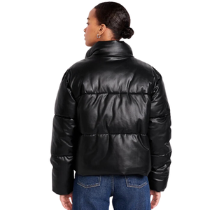 Chaqueta acolchada de piel sintética acolchada de talla grande ropa de invierno cuello de pie mangas largas 95% cremallera transpirable reciclada - Product Image 5