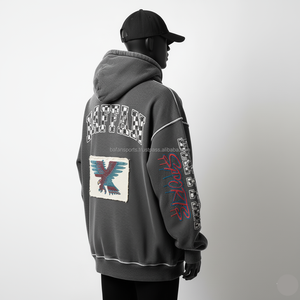 เสื้อมีฮู้ดผ้าฟลีซหนา400 GSM สำหรับผู้ชายทรงโอเวอร์ไซส์ผ้าถ่านมีฮู้ดปักโลโก้ได้ตามต้องการ - Product Image 3