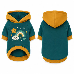 เสื้อฮู้ดสีน้ำตาลพิมพ์ลายเมฆสีขาวด้านหน้าสำหรับสัตว์เลี้ยง แบบ unisex - Product Image 4