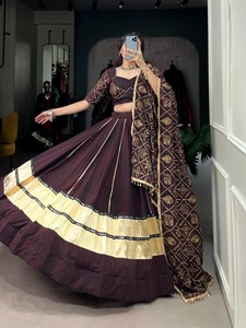 Best Fabric New Designer Georgette With Bandhej Print And <b>Gota</b> Patti Lehenga Choli Manufacturer From India - Product Image 2