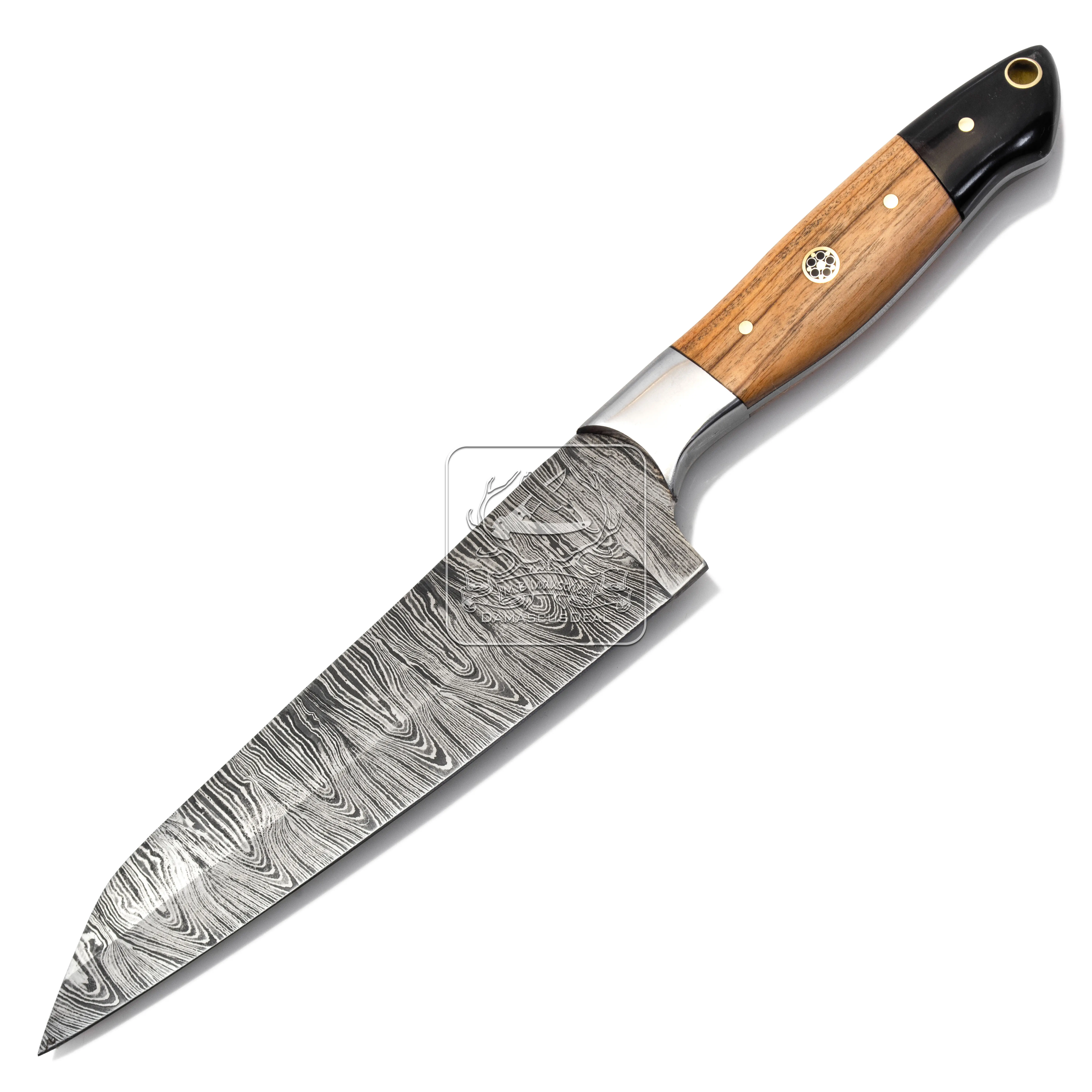 Sıcak satış japon tarzı şam çelik mutfak bıçağı zeytin ahşap ve abanoz ile DD-Kitchen-153 profesyonel keskin şef bıçağı