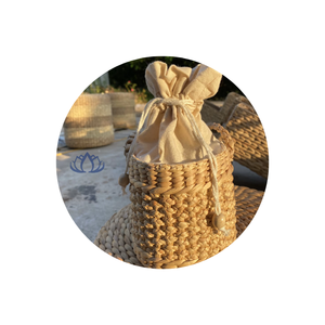 SAC À POIGNÉE DE HYACINTHE D'EAU CYLINDRE MEILLEUR PRIX SAC FAIT À LA MAIN PANIER DE HYACINTHE D'EAU DE BLEU LOTUS VIETNAM - Product Image 1