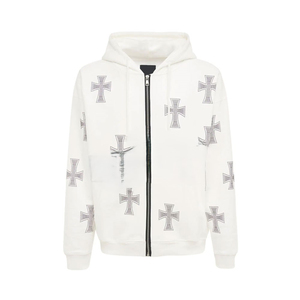 Chándal personalizado de fabricante con doble cintura, sudadera con diamantes de imitación y pantalones de chándal acampanados, conjunto de chándales de gran tamaño para hombre - Product Image 1