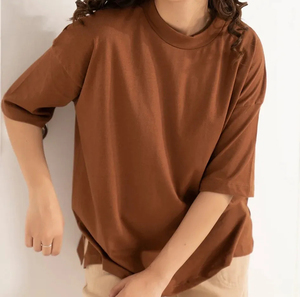 Camisetas de Mujer Transpirables Ecológicas Extra Grandes 100% Algodón Cuello Redondo Ajuste Holgado Manga Corta Blusa Casual de Verano Estilo Y2K - Product Image 1