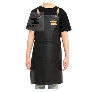 Unisex Professional PU Leather Barber <b>Aprons</b> with Pockets Comfortable Cotton and Denim Material - Product Image 3