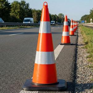 PVC Reflective <b>Roadway</b> <b>Safety</b> Cone 90 cm Double Reflective Barrier with Weight - Product Image 2