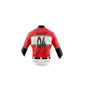 Uniforme de baseball respirant à demi-manches, jersey en polyester à col en V personnalisé avec logo personnalisé, service OEM, style le plus vendu et le plus récent - Product Image 5