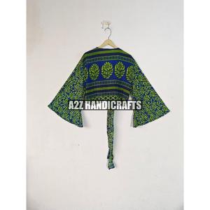 Top corto de seda informal con escote en V profundo para mujer, blusa ecológica con mangas acampanadas, ropa de fiesta de verano - Product Image 6