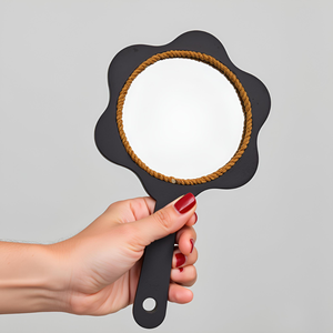 <b>Wooden</b> Handheld <b>Mirror</b> Floral Stylish and Durable Painted Personal Vanity Hand <b>Mirror</b> for Daily Use Handle for Comfortable Grip - Product Image 4