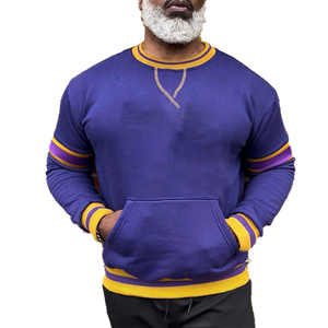 Sweat-shirt à col rond décontracté pour hommes, violet, moutarde, fraternités brodées en 3D, respirant, doux et brodé - Product Image 2