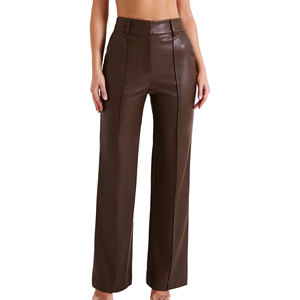 Pantalones de cuero genuino de cintura alta informales para mujer de calidad superior ODM diseño de invierno personalizado pantalón transpirable de último estilo - Product Image 1