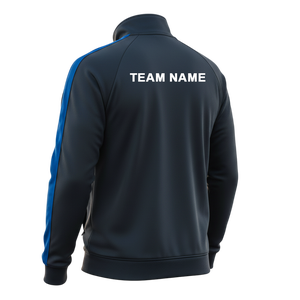 Survêtement unisexe noir et bleu, à capuche zippée, sportif, extensible dans quatre directions, séchage rapide, deux pièces, coupe classique, pour l'été, avec détails latéraux aux genoux - Product Image 4
