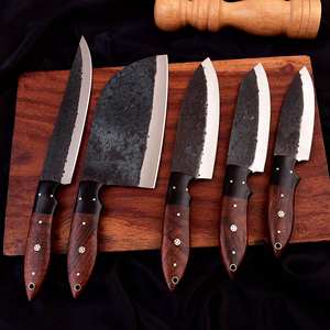 Juego de cuchillos de cocina de 5 piezas personalizados hechos a mano, hoja de Damasco de acero de alta calidad, resina, incluye cuchillo de pesca, Funda de cuero - Product Image 3