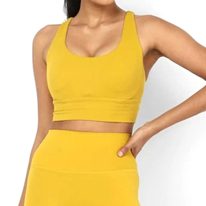 Ensemble de sport sans couture pour femme, haute élasticité, personnalisé, avec soutien-gorge de sport et leggings à empiècements colorés - Product Image 2