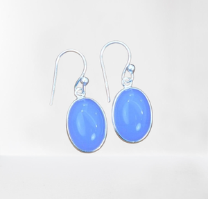 Pendientes hechos a mano joyería fina plata esterlina 925 niñas Spinner Calcedonia piedra preciosa natural sólida 925 sello joyería - Product Image 1