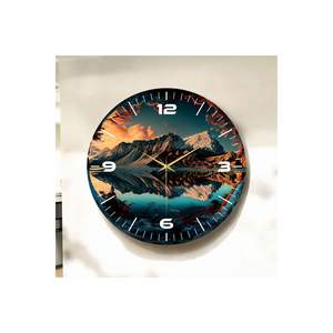 Colorful Print <b>50cm</b> Wooden Table <b>Wall</b> <b>Clock</b> Mountain Nature Pattern Number Gift Silent Product Category - Product Image 5