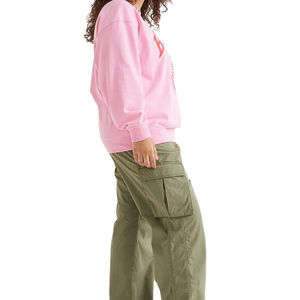 Sudadera sólida con hombros caídos para mujer, Material de algodón 100%, ropa de calle ligera de gran tamaño, estilo sudadera pulóver - Product Image 4