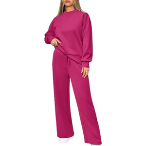 Costumes de survêtement personnalisés à la mode pour dames Dernière conception Ensembles de jogging unis Costumes de survêtement deux pièces pour femmes Vente en gros pas cher de haute qualité - Product Image 1